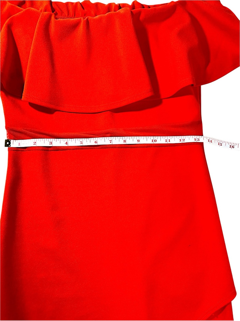 privy Red One-Shoulder Ruffle Bodycon Dress - Picture 7 of 8